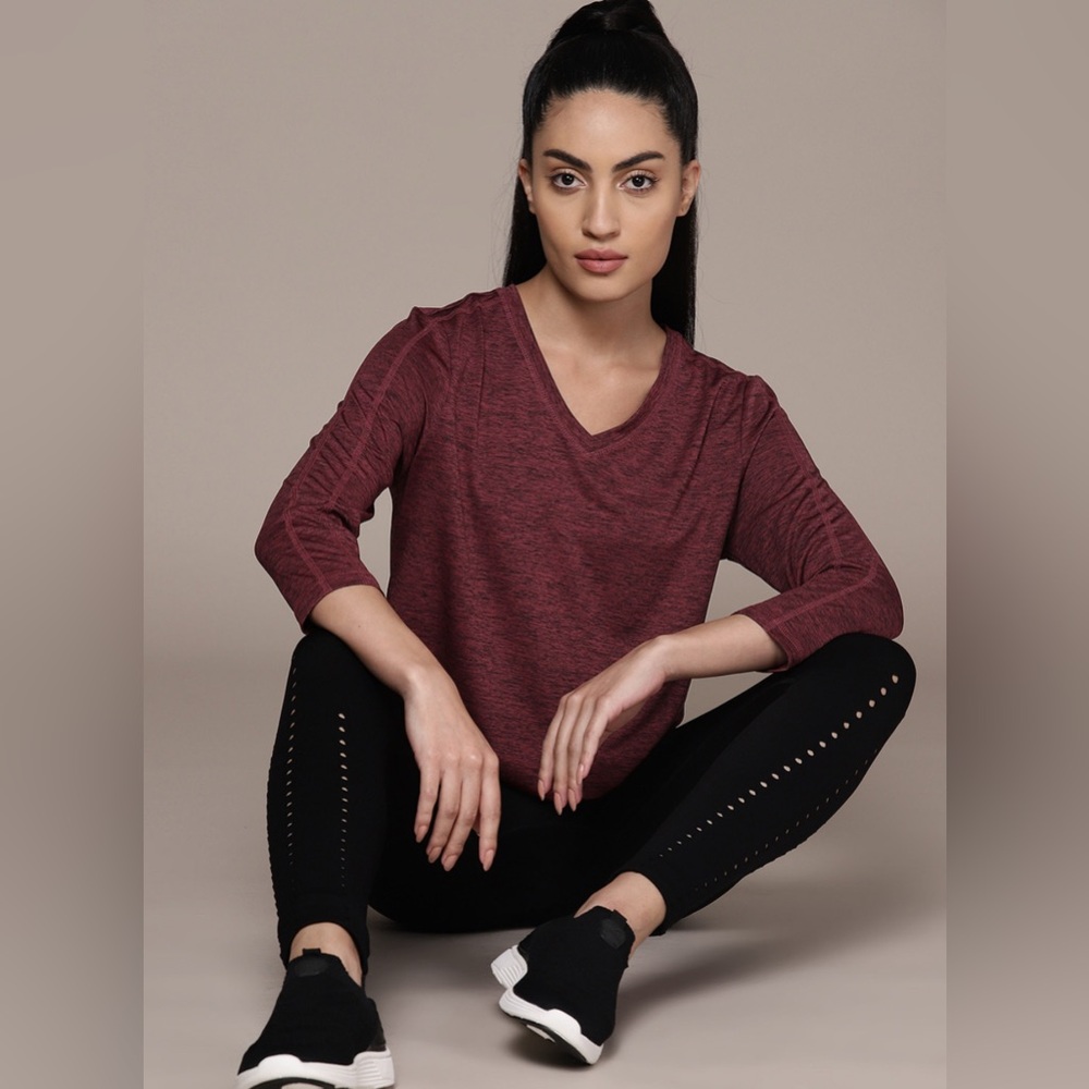NWT Karen Scott Size Small Women's Burgundy 3/4 Long Sleeve Top